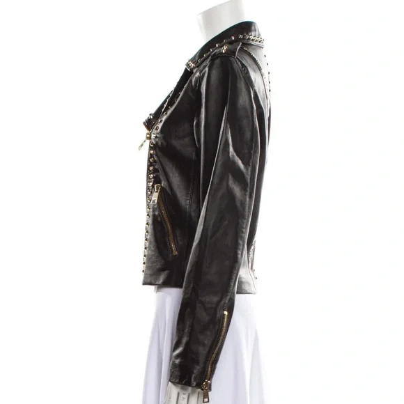 Versace Versus collection gold studded leather jacket size 46 - Picture 5 of 12